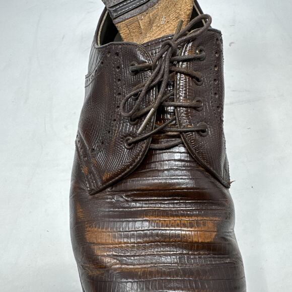 Footjoy‎ Classics Vintage Golf Shoes Kiltie Size 10.5 Lizard Skin Brown USA Made main image 5